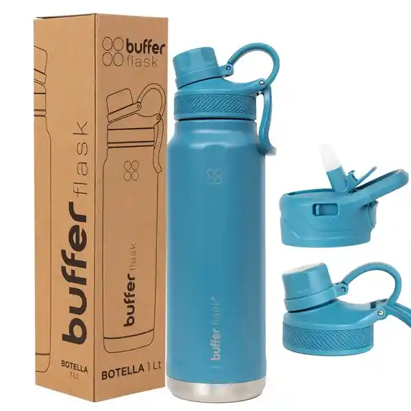 Termo Botella Termica Acero Inox Buffer 1l +tapas - Blue Verdi