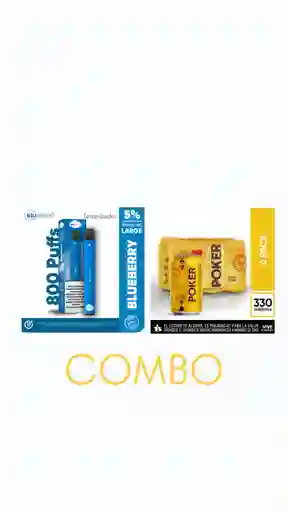 Combo Vape Blueberry Large + Cerveza Poker Six Pack