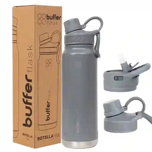Termo Botella Termica Acero Inox Buffer 1l +tapas - Cool Grey