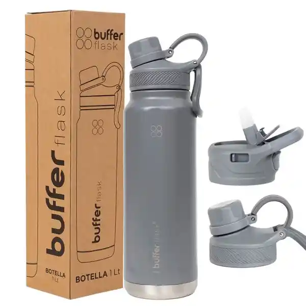 Termo Botella Termica Acero Inox Buffer 1l +tapas - Cool Grey