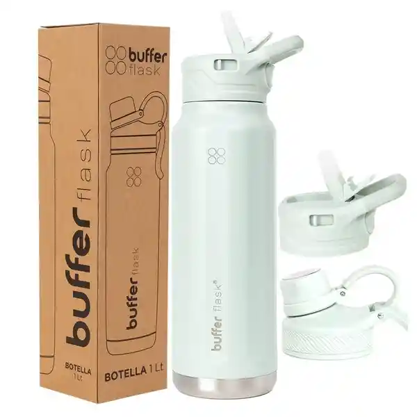 Termo Botella Termica Acero Inox Buffer 1l +tapas - Sage Green
