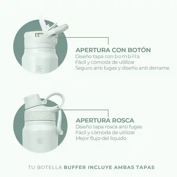 Termo Botella Termica Acero Inox Buffer 1l +tapas - Sage Green