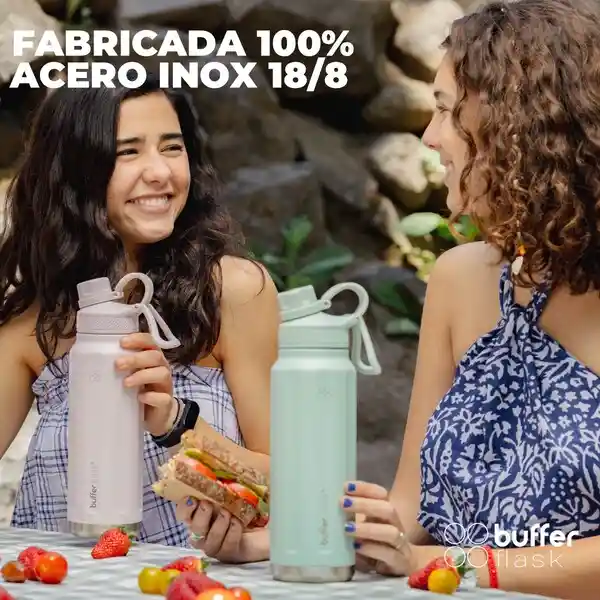 Termo Botella Termica Acero Inox Buffer 1l +tapas - Sage Green