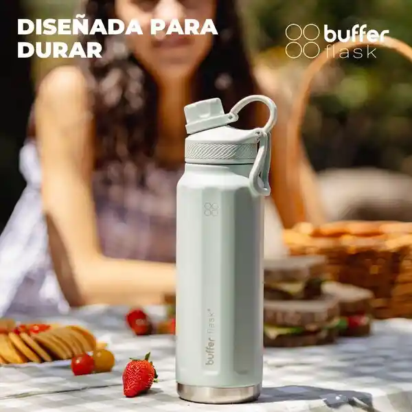 Termo Botella Termica Acero Inox Buffer 1l +tapas - Sage Green