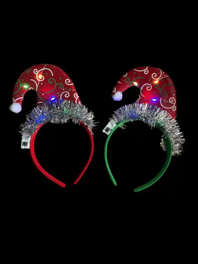 Vincha/diadema Gorro De Navidad Con Luz Led