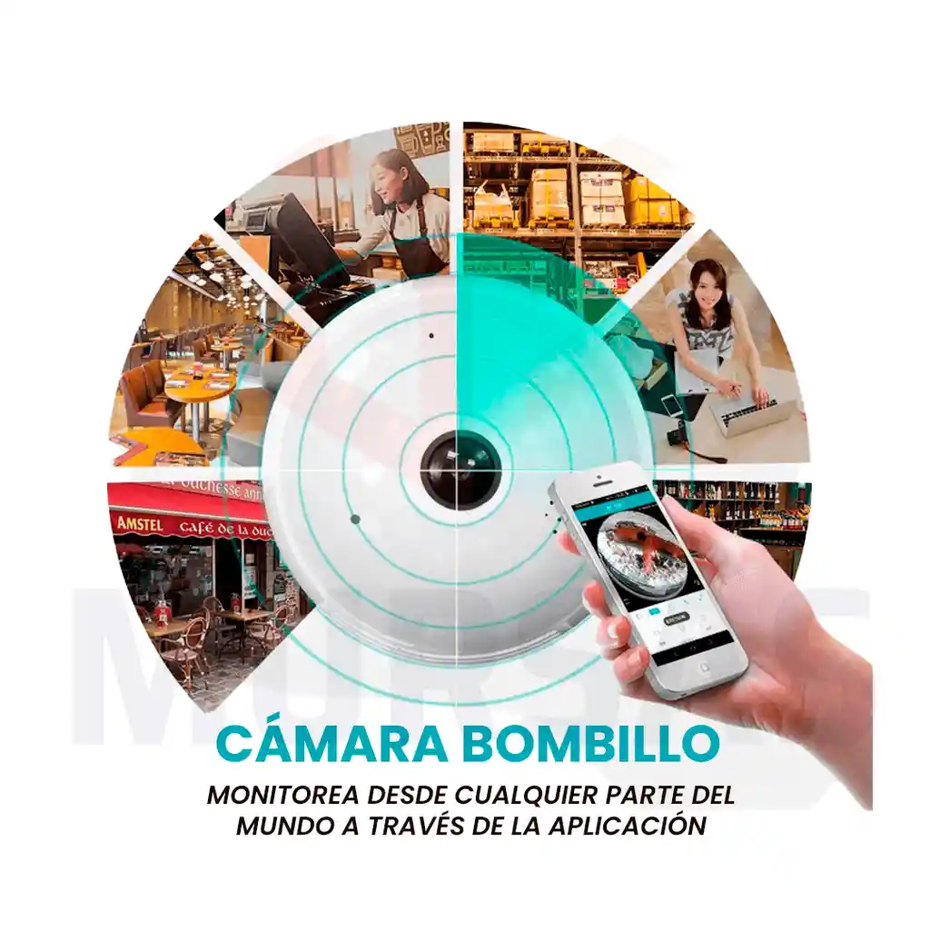 Cámara Bombillo Discreta Wifi Hd Seguridad Visión 360 Grados