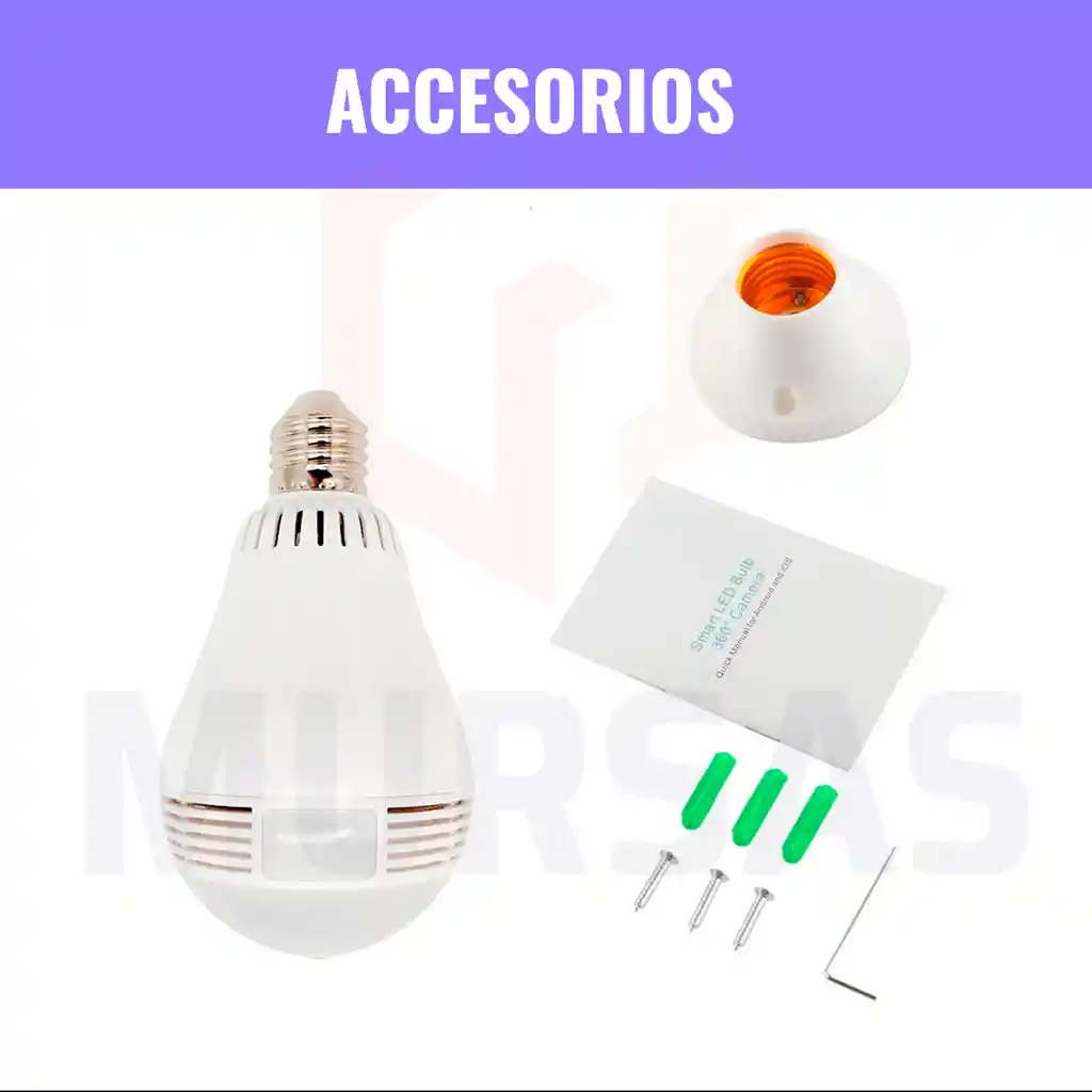 Cámara Bombillo Discreta Wifi Hd Seguridad Visión 360 Grados