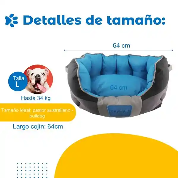 Cama Para Perro Gato Grande Mediano Petpal Lavable Acolchada