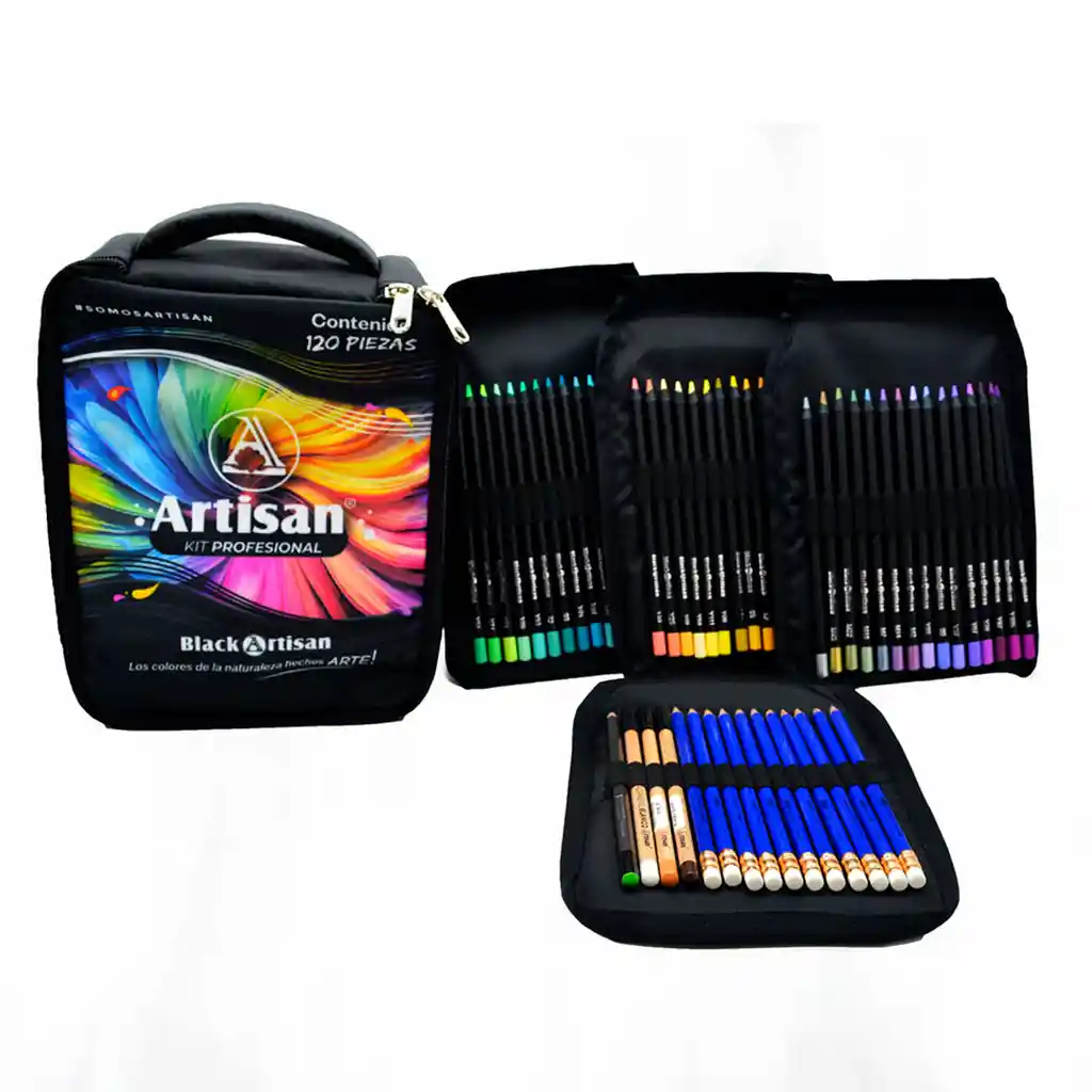 Kit Profesional Black Artisan X 120 Colores Estuche Tela