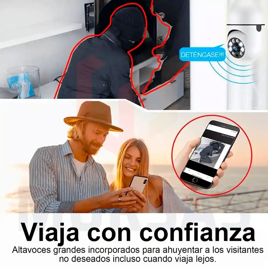 Camara Ptz Hd Bombillo Wifi Vigilancia Panoramica 360 Grados