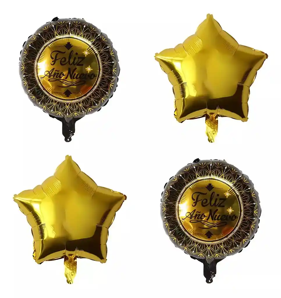 Bouquet Dorado De Globos Metalizados Feliz Año Nuevo X 5