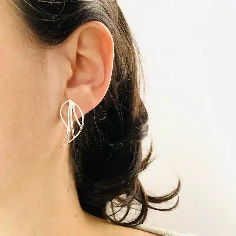 Aretes Hojas De Plata