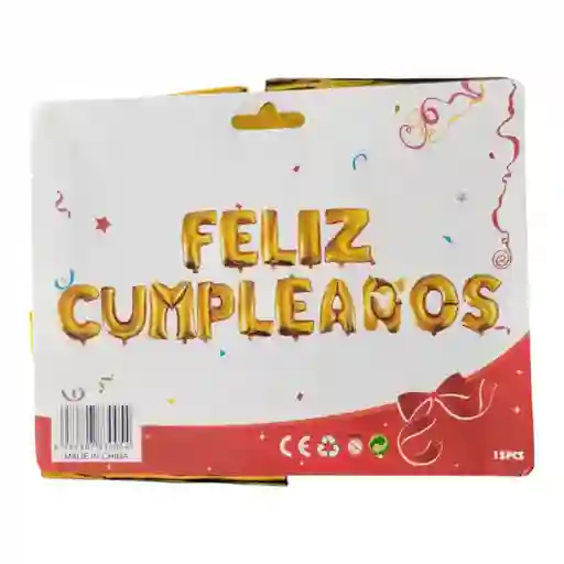 Bombas/globos Letra Feliz Cumpleaños Oro