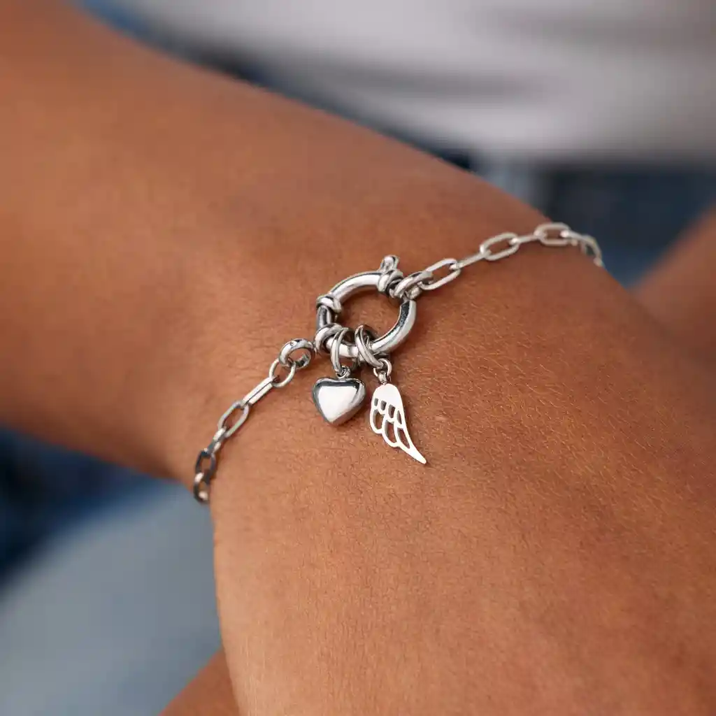 Charm Corazón Chunky / Plateado