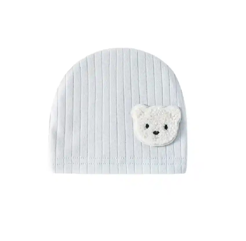 Gorro Bebé Osito Niños Unisex Algodón Azul 0-3m