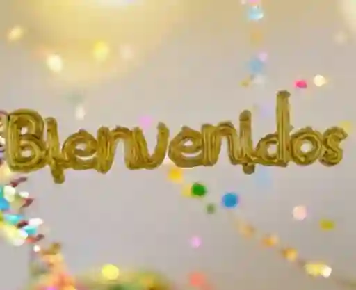 Letrero Globo Metalizado Bienvenidos Letra Cursiva (dorado)