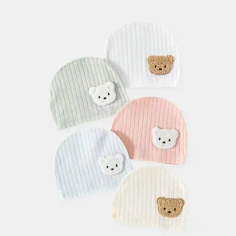 Gorro Bebé Osito Niños Unisex Algodón Beige 0-3m