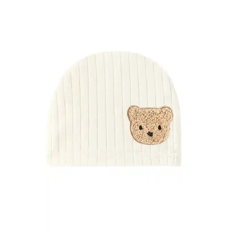 Gorro Bebé Osito Niños Unisex Algodón Beige 0-3m