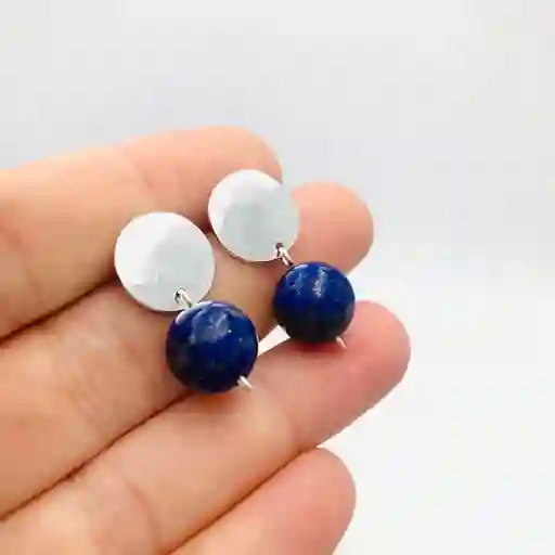 Aretes De Plata Y Piedra Lapislázuli