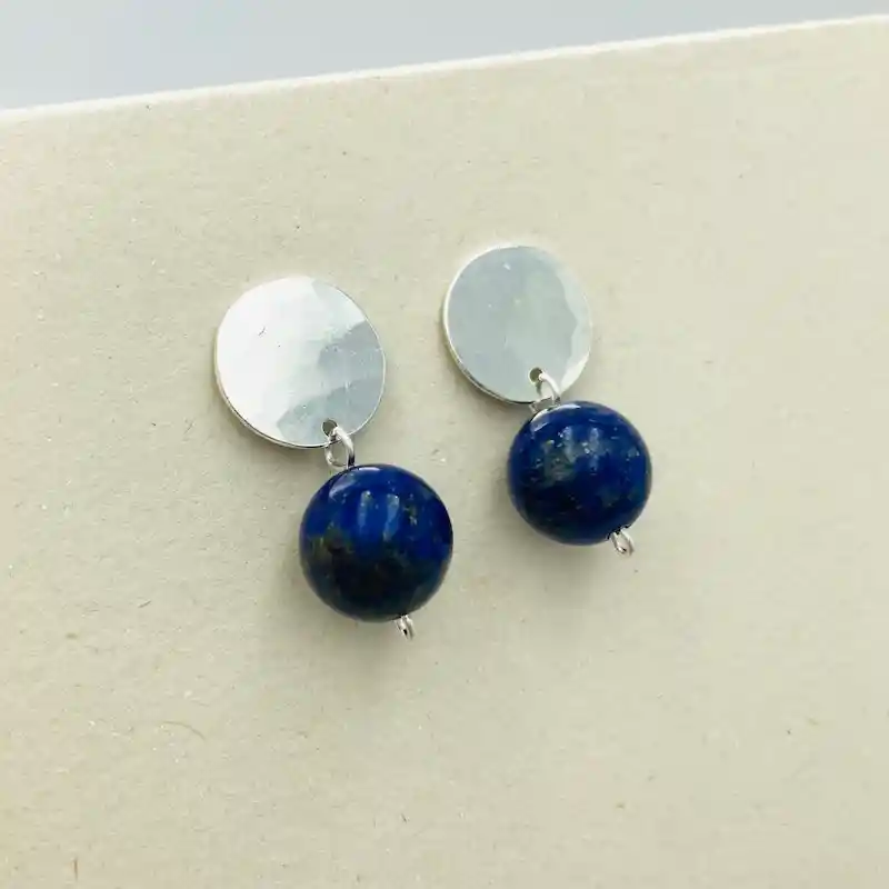 Aretes De Plata Y Piedra Lapislázuli