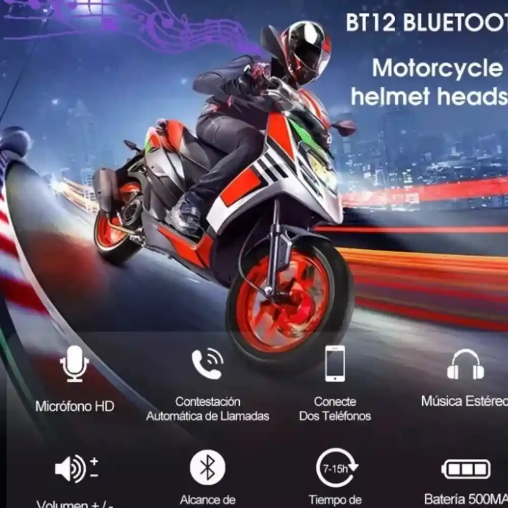 Auriculares Bluetooth Para Casco Motociclistas 5.0 Cool Helmet Con Micrófono