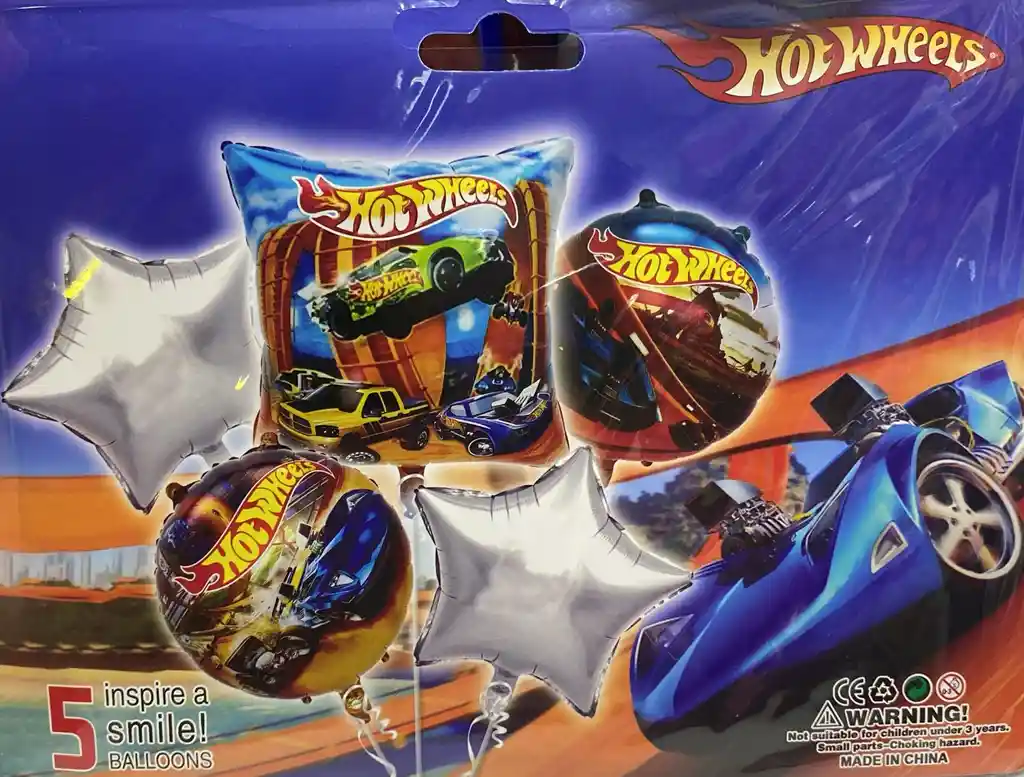 Kit Globos Metalizados Por 5 Hotwheels