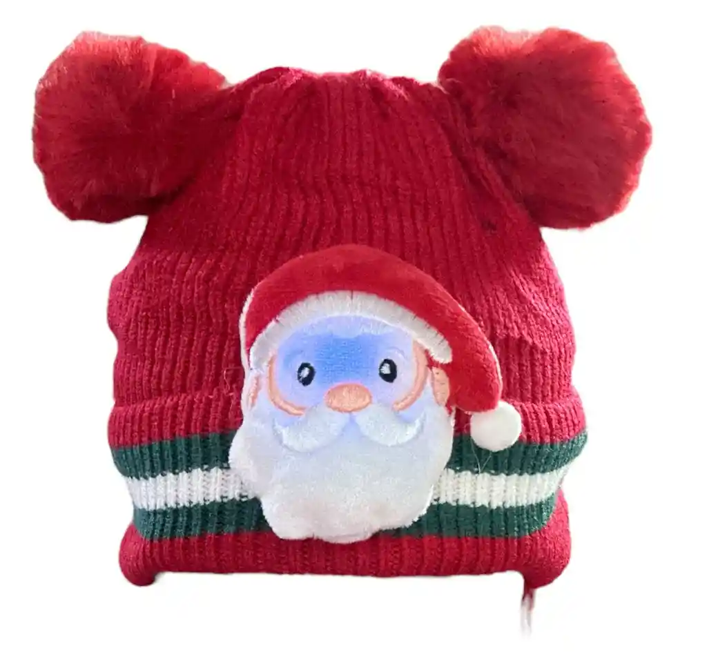 Gorro Navideño Termico De Papa Noel Con Luz Y Pompones