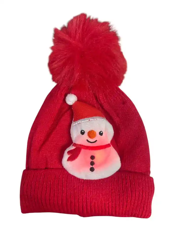 Gorro Navideño Termico De Muñeco De Nieve Con Luces Y Un Pompom