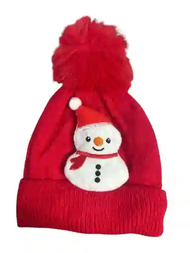 Gorro Navideño Termico De Muñeco De Nieve Con Luces Y Un Pompom