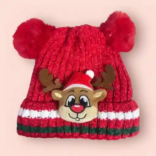 Gorro Navideño Termico De Reno Con Luces Y Pompones