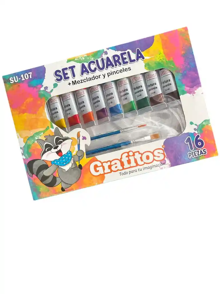 Juego Pintura Niño Adulto Regalo Set 12 Acuarela + 1 Paleta Mezclador + 3 Pinceles