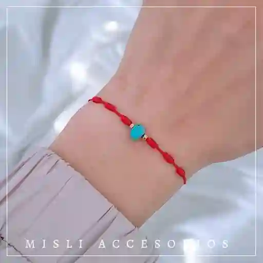 Pulsera Protección 7 Nudos Con Turquesa