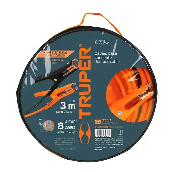 Cables Pasa Corriente Truper 3m - Calibre 8awg