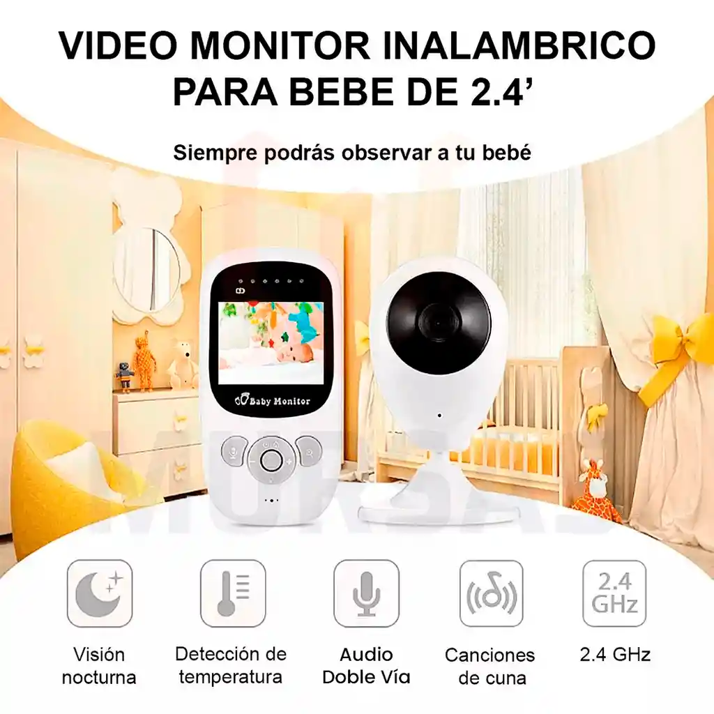 Monitor De Video Y Audio Para Bebés Vision Nocturna