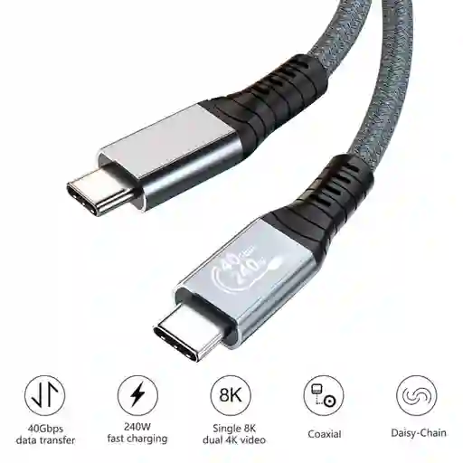 Cable Tipo C A Tipo C Usb4 240w 8k 60hz 1mts