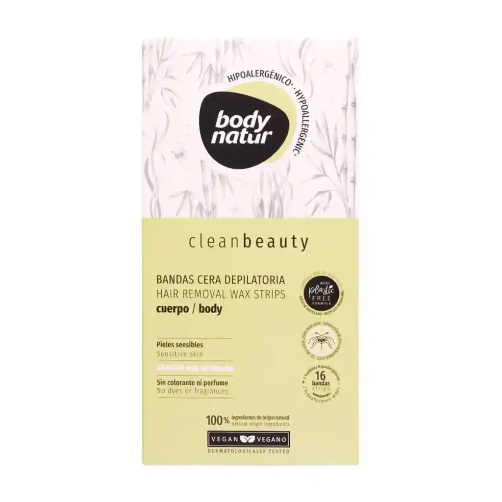 Bandas Cera Depilatoria Clean Beauty Body Natur Bamboo Y Espirulina