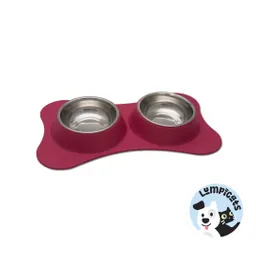 Loving Pets Comedero Doble Flexible Rojo