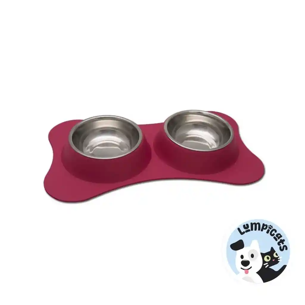 Loving Pets Comedero Doble Flexible Rojo