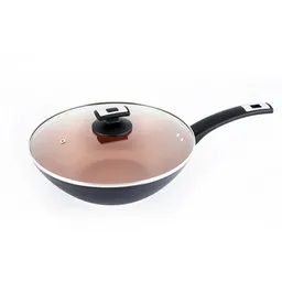 Wok Universal Niza Antiadherente 30 Cm Con En Tapa Vidrio