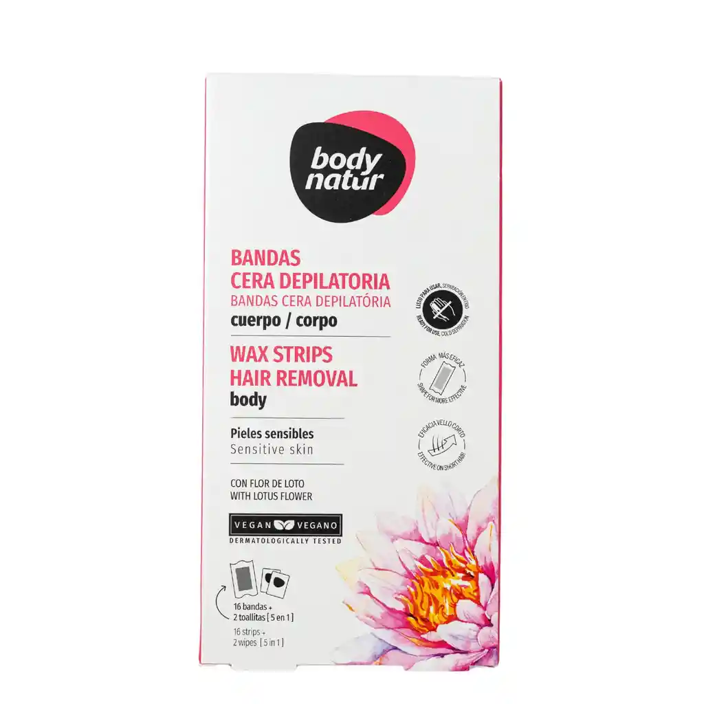 Bandas Depilatoria Body Natur Flor De Loto