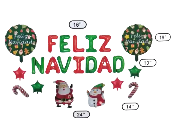 Bouquet Globos Metalizados De Navidad X22