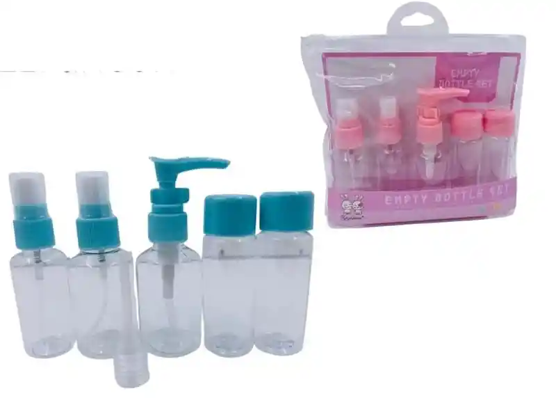 Kit Viajero De Recipientes Plasticos, Para Cremas, Lociones Etc..- 5und