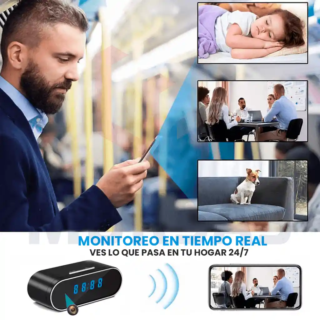 Camara Tipo Reloj De Mesa Wifi Sensor Movimiento Hd 1080p