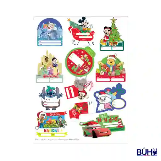 Tarjeta Navidad Adhesiva Disney X12