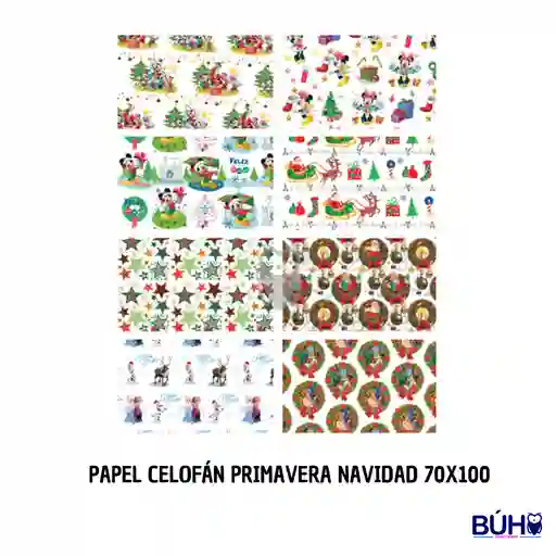 Papel Celofan Primavera Navidad 70x100