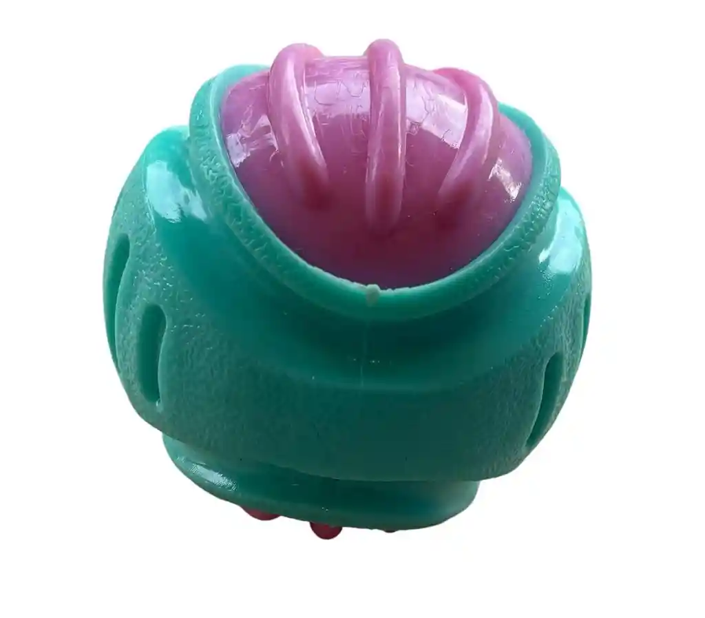 Juguete Para Perros Pelota Maciza Con Sonido Color Verde- Rosa