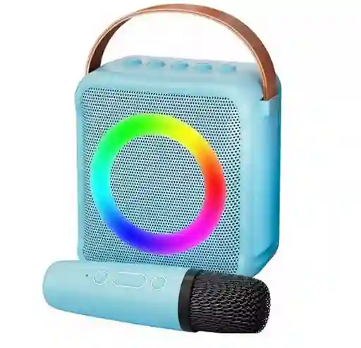 Kit Parlante Y Micrófono Karaoke Para Niños Bluetooth Led K1 Azul