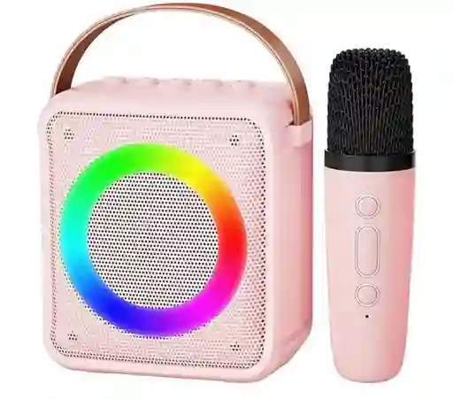 Kit Parlante Y Micrófono Karaoke Para Niños Bluetooth Led K1 Rosado