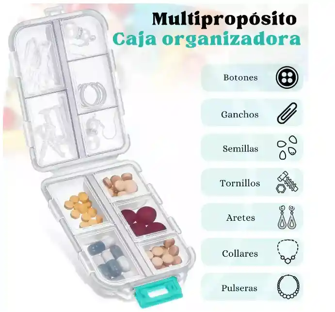 Pastillero Portátil 10 Compartimientos Semanal Organizador