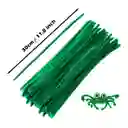 100 Chelines Limpia Pipas Metalizados Verde Brillante Decoracion 30 Cms